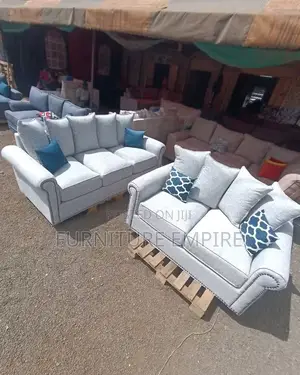 Stylish Gray Sofa Set With Nailhead Detailing