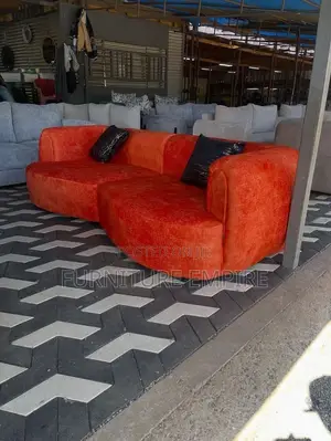 Bold Orange Curved Sectional Sofa