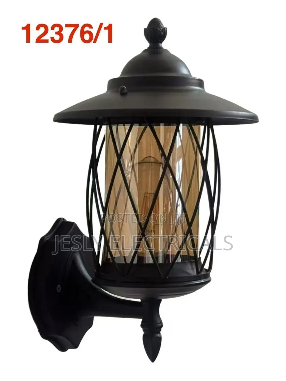 Black Retro-Style Outdoor Wall Lantern Fixture