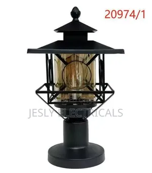 Black Metal Outdoor Post Lantern