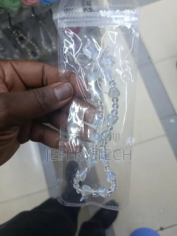 Beaded Phone Charm Strap With Heart-Shaped and Butterfly-Shaped Beads