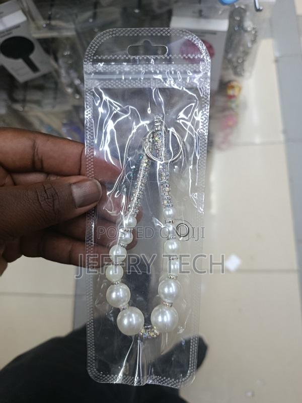 Pearl Lanyard Keychain Phone Charm, an Aesthetic Beaded Wrist Strap