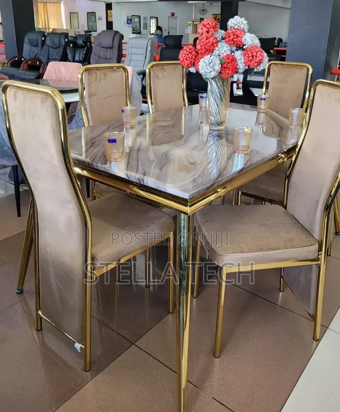 Modern Executive 6 Sitter Marble Dinning Table