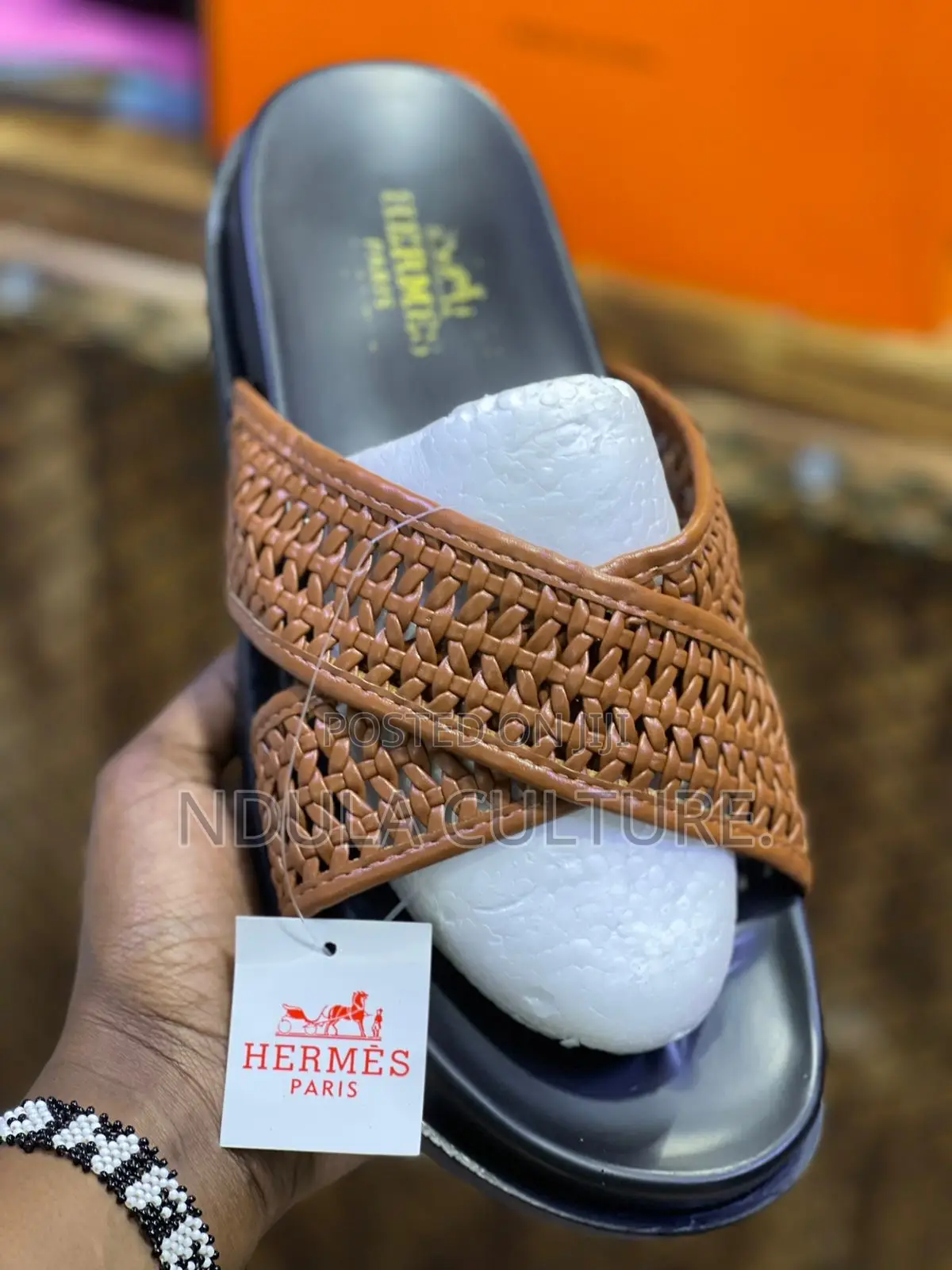 Hermes Cross Strap Braided Sandals