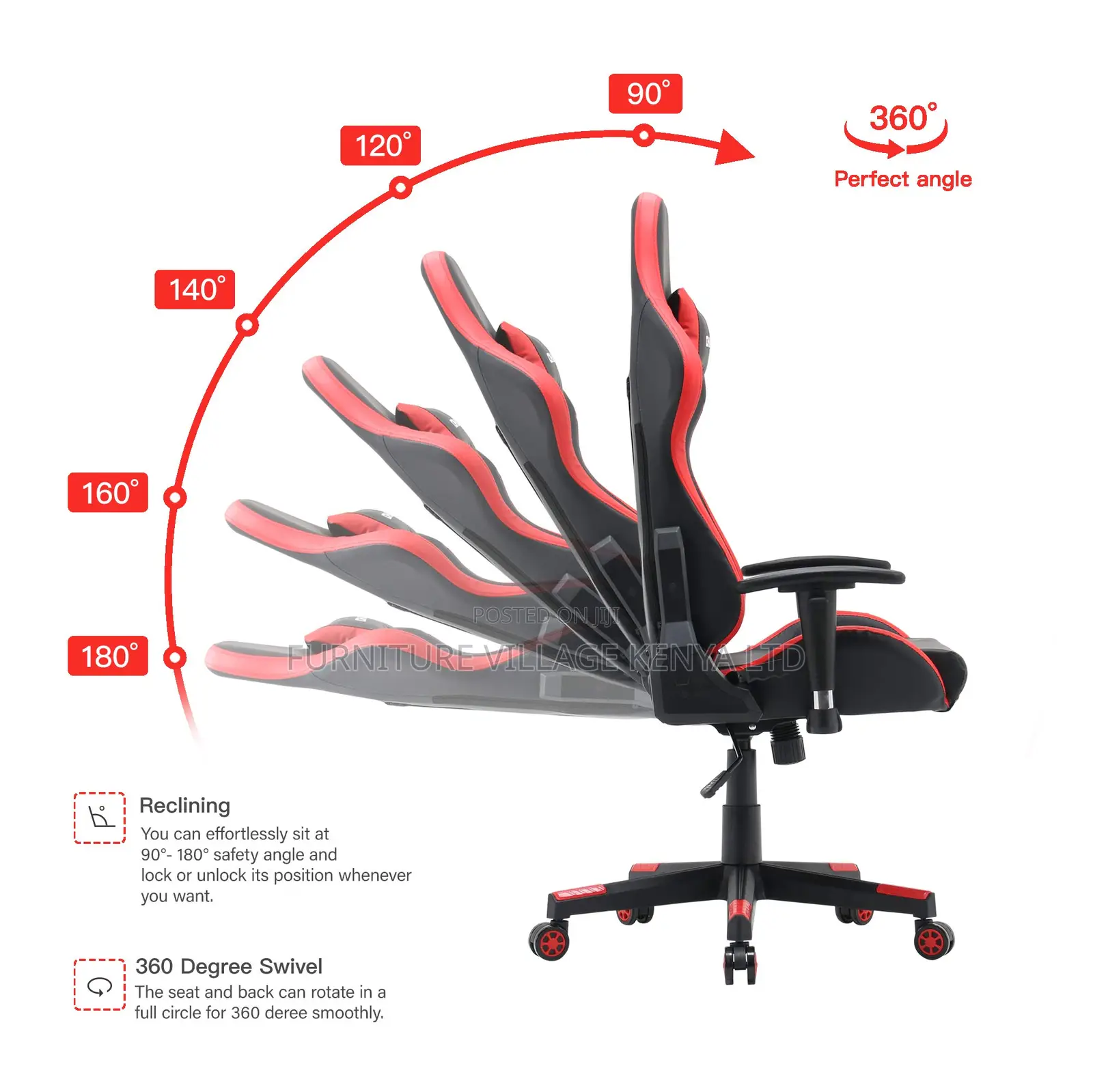 Adjustable Pu Leather Racing Gaming Chair
