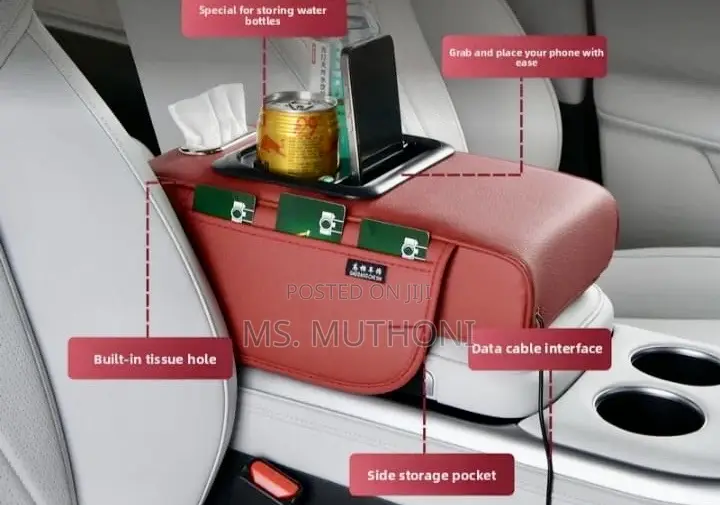 Car Amrest Cup Holder With Usb Charging Port Storage Box