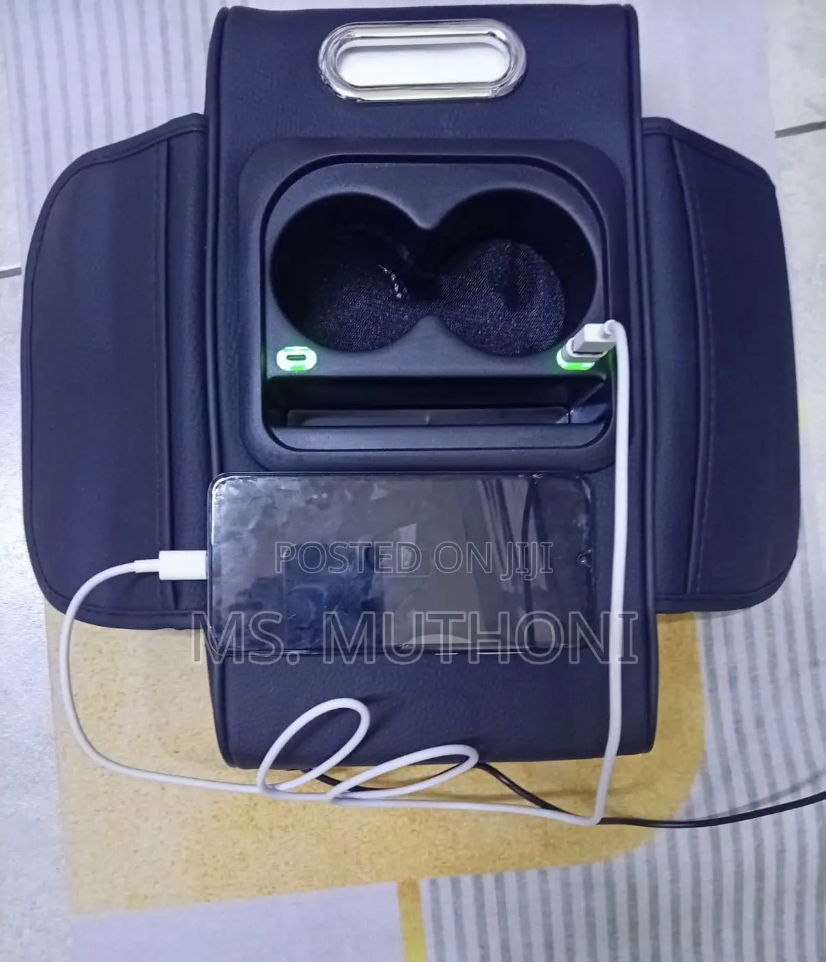 Car Amrest Cup Holder With Usb Charging Port Storage Box