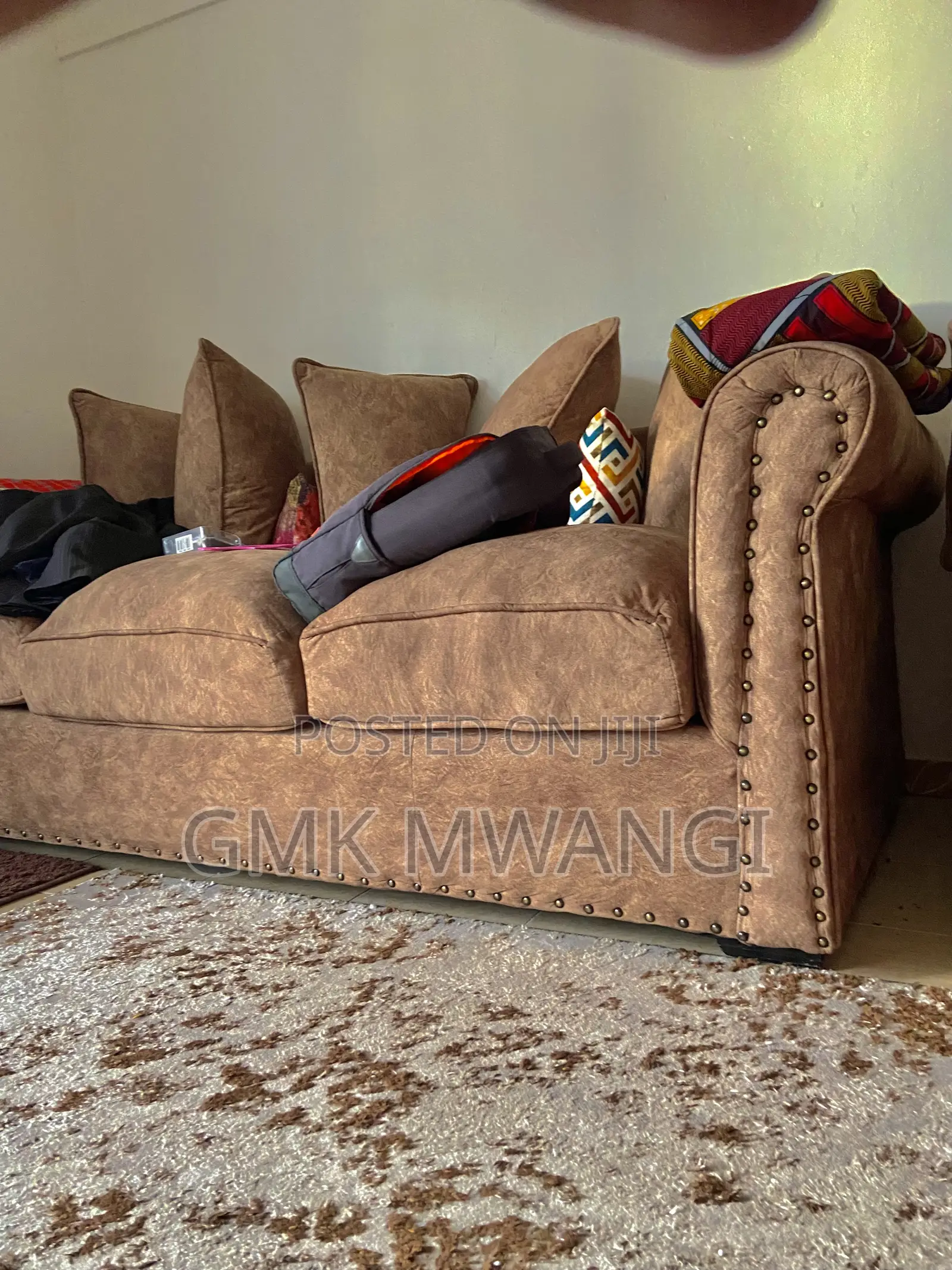 5 Seater Sofa Tonka Brown Spring Cushion