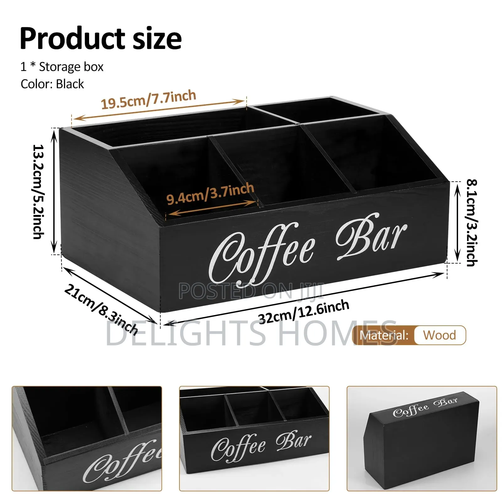 5-Compartment Wooden Coffee Station Organizer-Re
