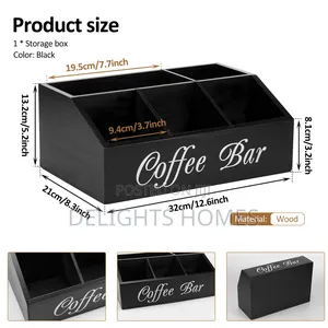 5-Compartment Wooden Coffee Station Organizer-Re