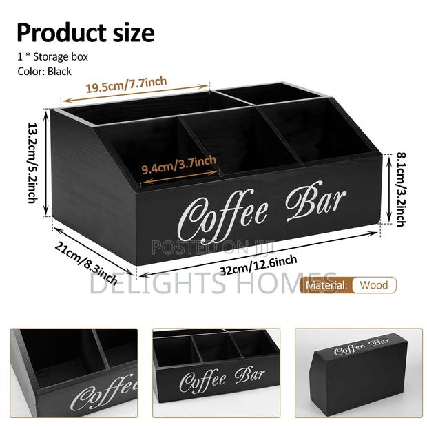 5-Compartment Wooden Coffee Station Organizer-Re - thumbnail 2
