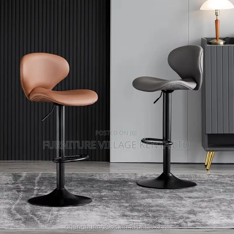Height Adjustable Leather Cushioned Reception Stool