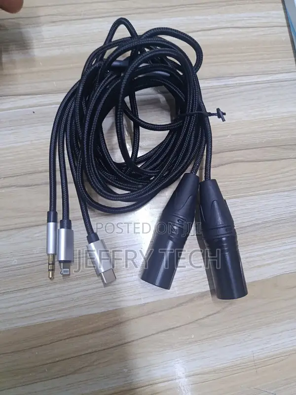 Multi-Adapter Audio Cable XLR Male and 3.5mm, Lightning, and Usb-C