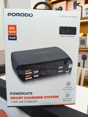 Porodo Powergate 100w Smart Charging Station With Real-Time Display.