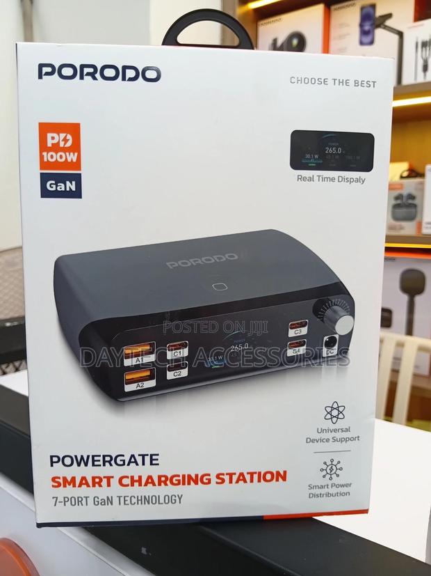 Porodo Powergate 100w Smart Charging Station With Real-Time Display.