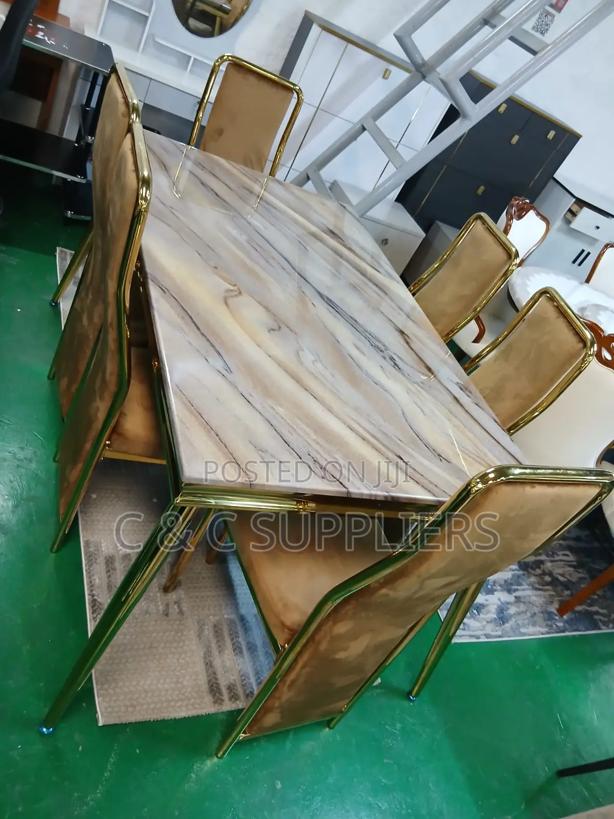 6-Seater Marble Top Dining Table