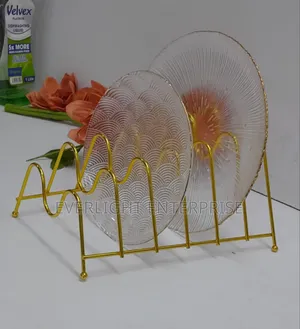 Metallic Golden Plates Stand Available