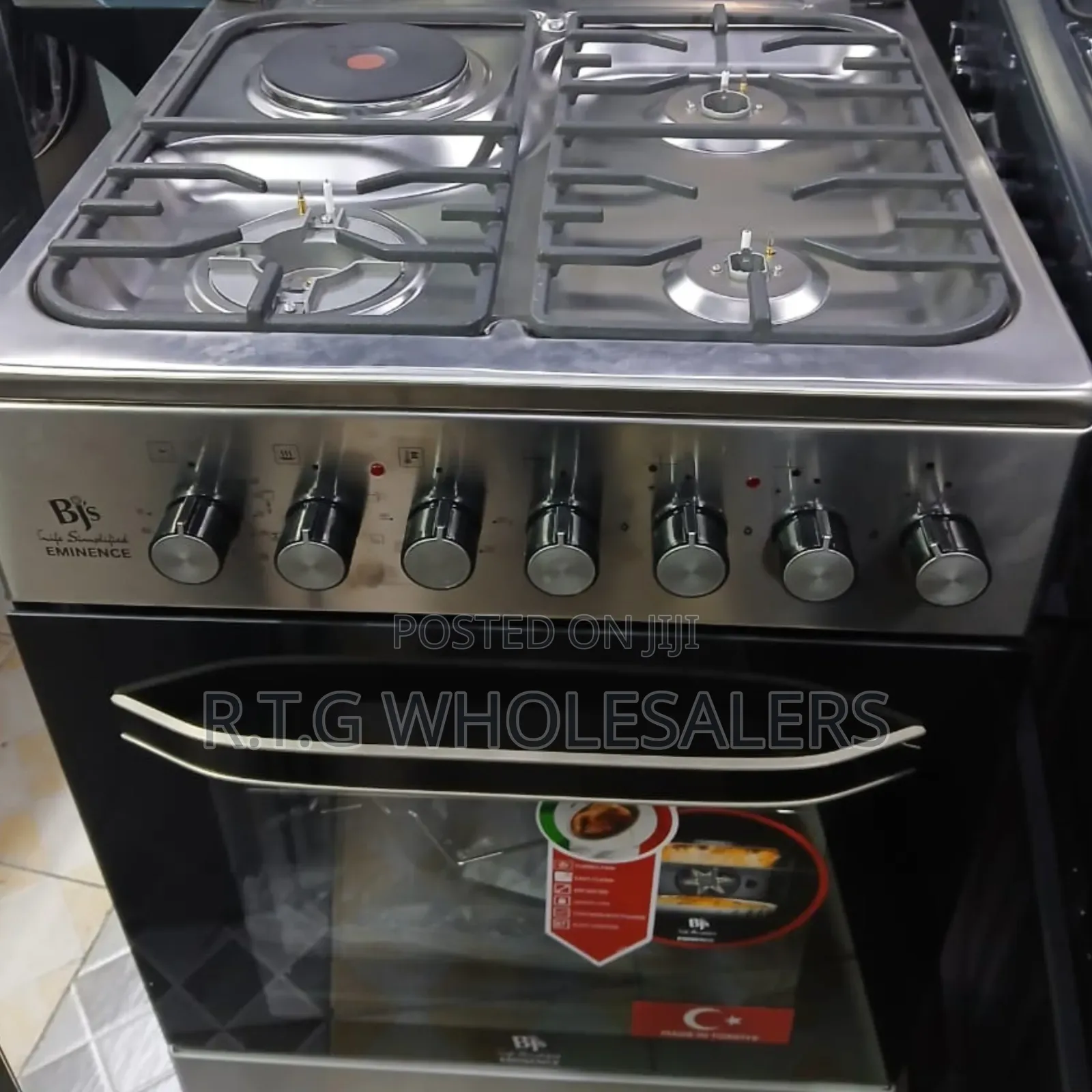 60x60 BJS Inox 3+1 Standing Cooker With Wok Burner
