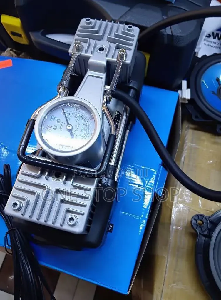 12v Double Cylinder Air Compressor Inflate Tire In 3min Max With Gauge