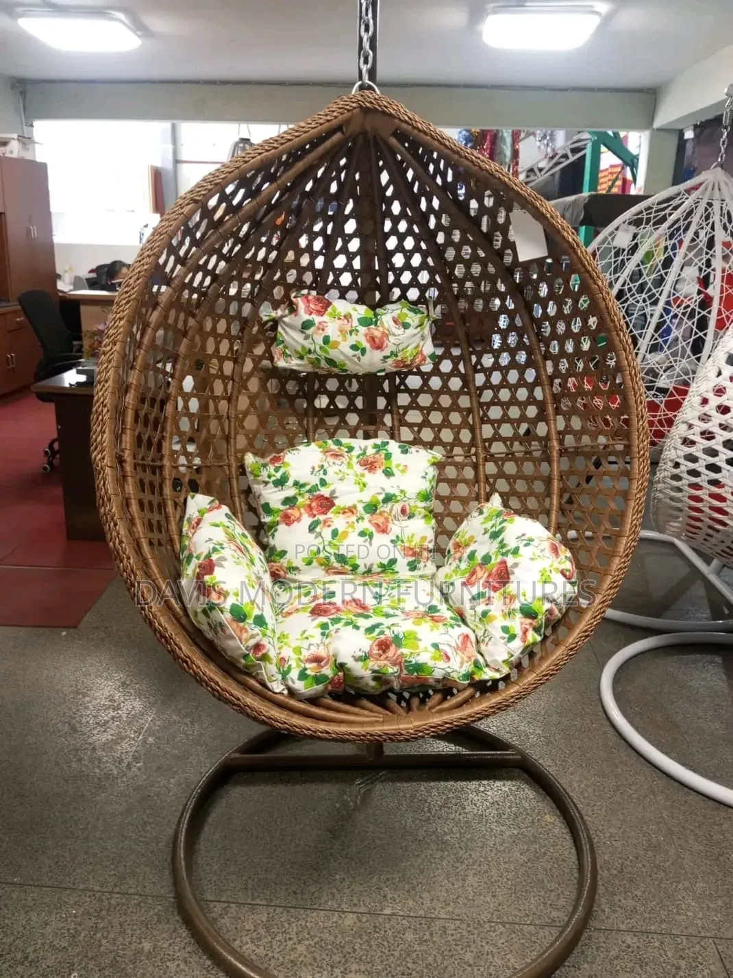 A Brown Rattan Hanging Egg Chair