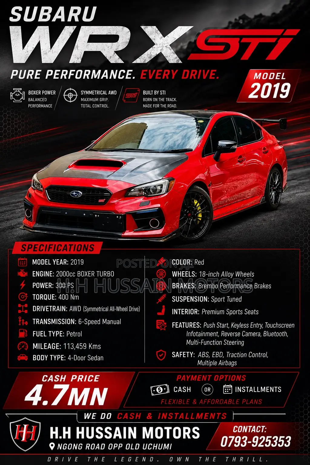 Subaru WRX STI 2019 Red