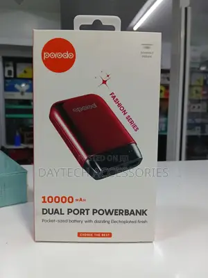 This Is a Porodo Fashion Series 10000mah Dual Port Powerbank in Red.