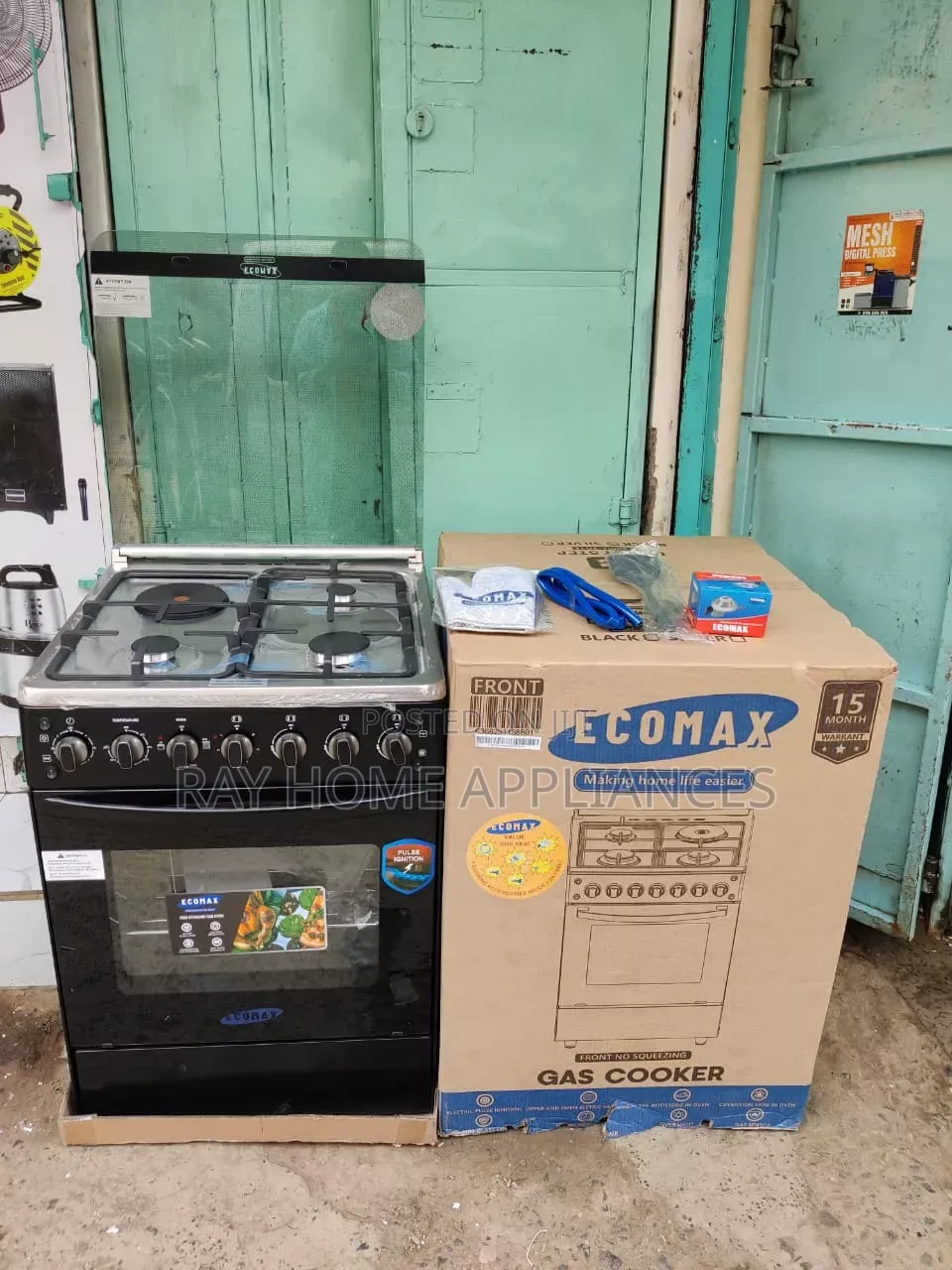 Ecomax Standing Cooker Lx880u 60cmx60cm 3 Gas +1 Electric Hotplate