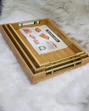3pc Wooden Serving Tray Set