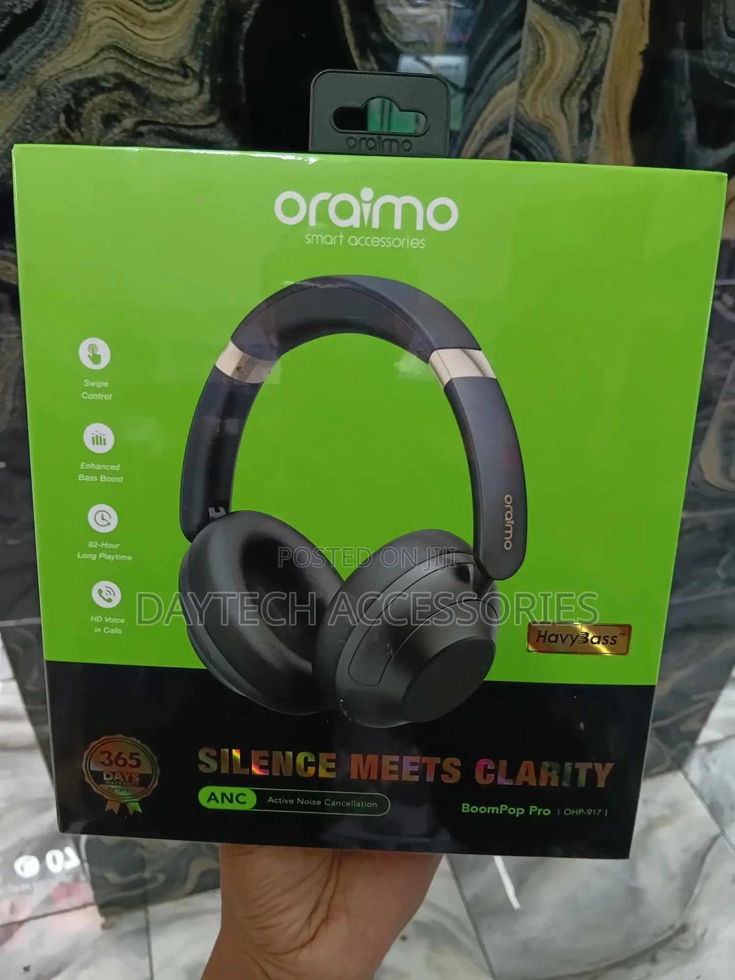 Oraimo Boompop Pro Anc Over-Ear Headphones - Black
