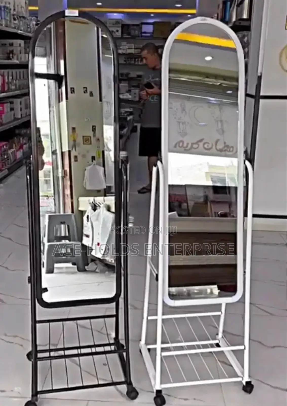 Full Length Dressing Mirror - Shoes Rack In: White, Black Pink