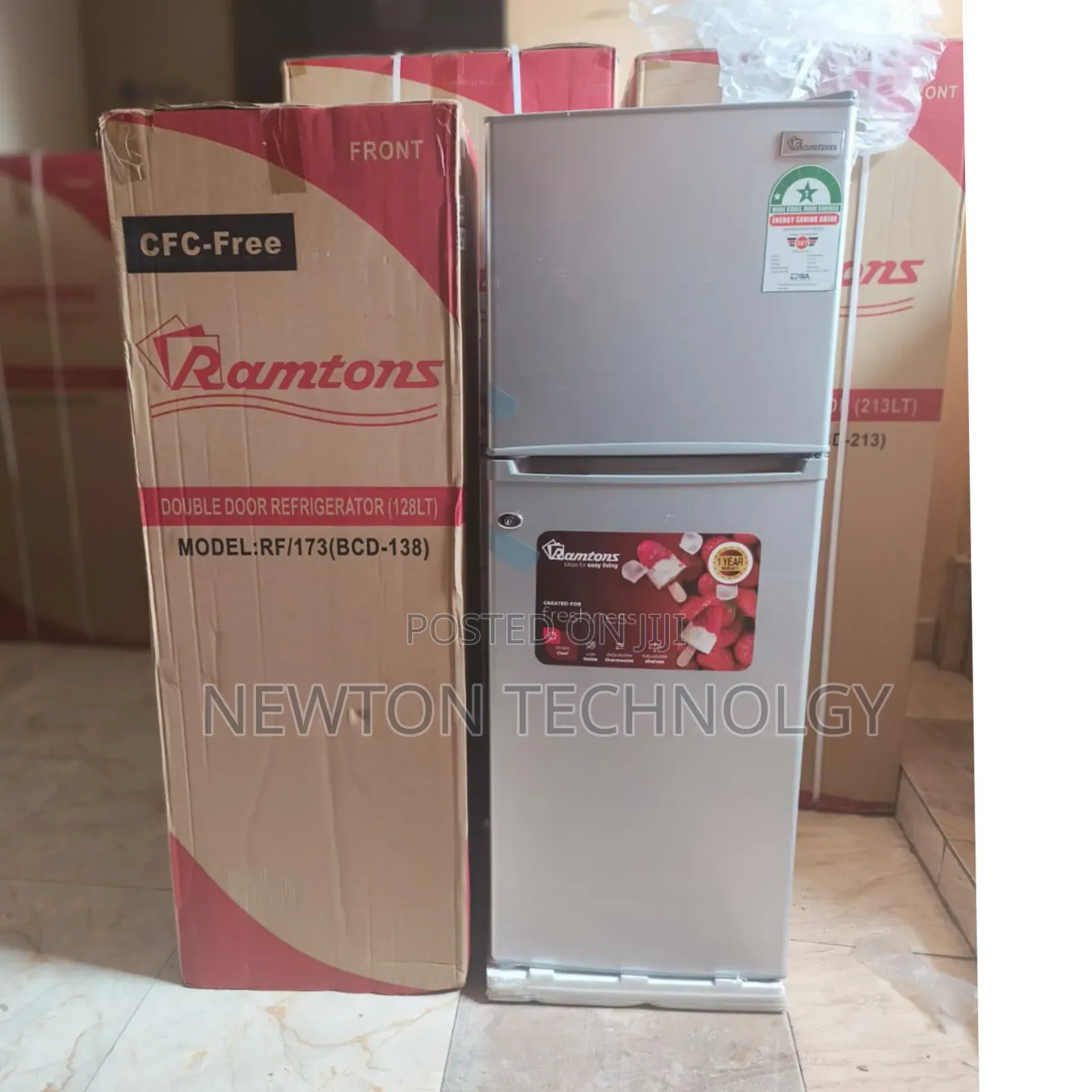 Ramtons , 2 Door Direct Cool Fridge, 128 Litres - Silver