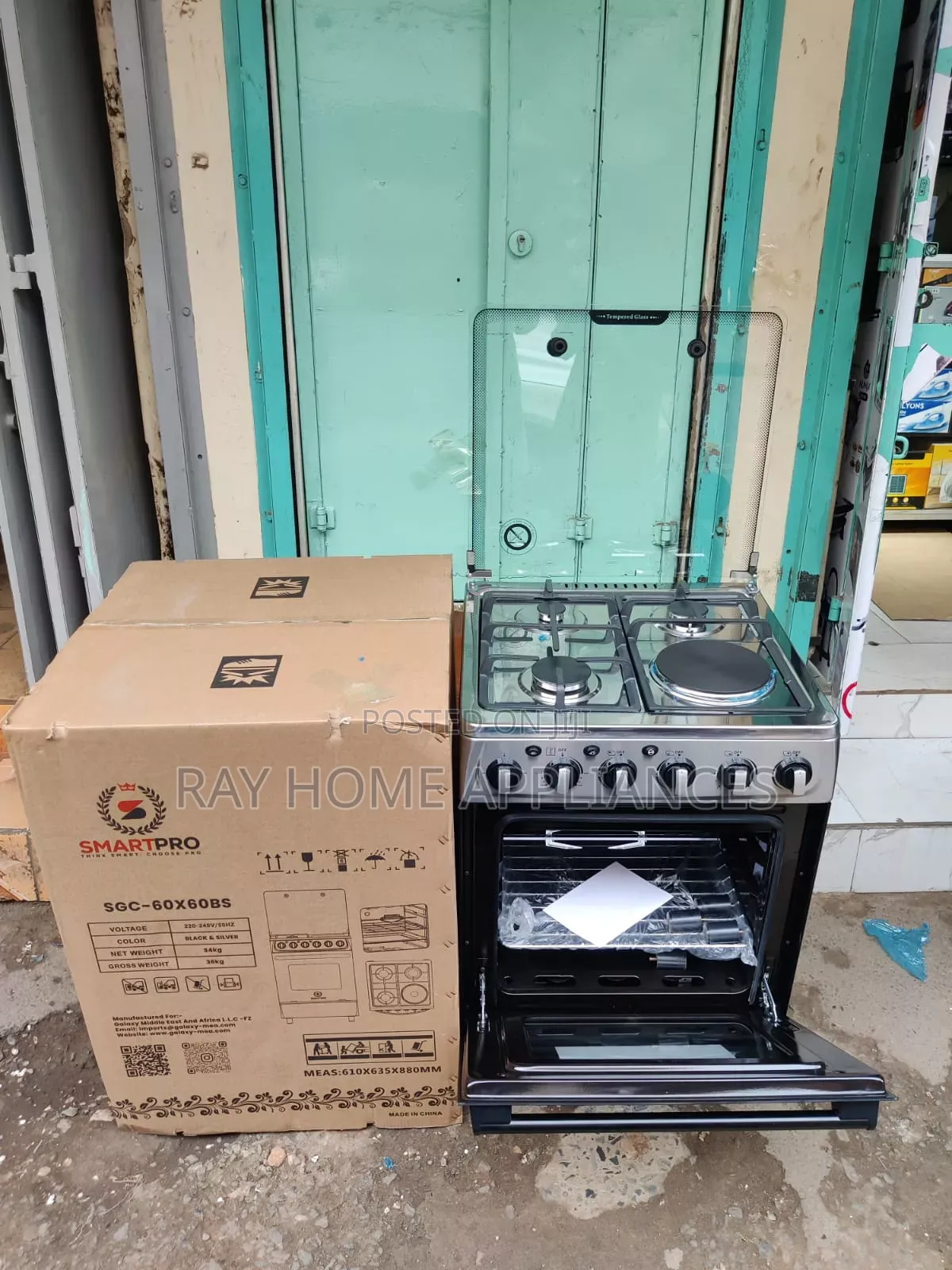 60*60cm Smartpro Standing Cooker 3g+1electricplate With Electric Oven