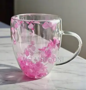 A Pair (2 Pcs ) 350ml Dried Flower Double Wall Mugs