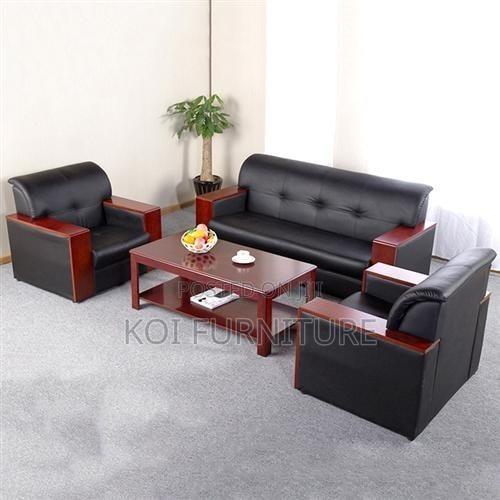 Office Sofa : Contemporary Black Pu Leather Executive Sofa 5 Seater - thumbnail 2