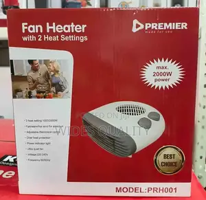 Premier 2000w Fan Heater in White.