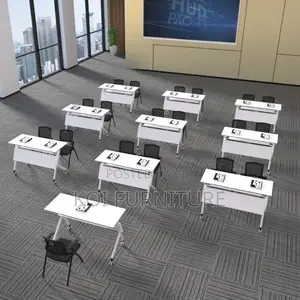 Office Desk : White 1.2-Meter Foldable Training Table