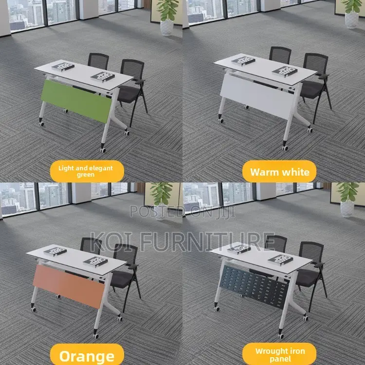 Office Desk : White 1.2-Meter Foldable Training Table