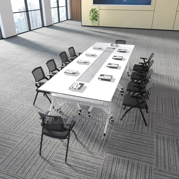Office Desk : White 1.2-Meter Foldable Training Table