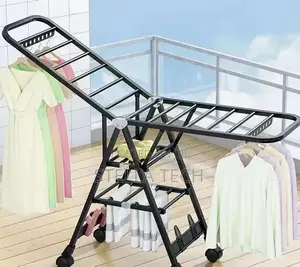 Foldable Heavy Clothes Drying Rack With Wheels