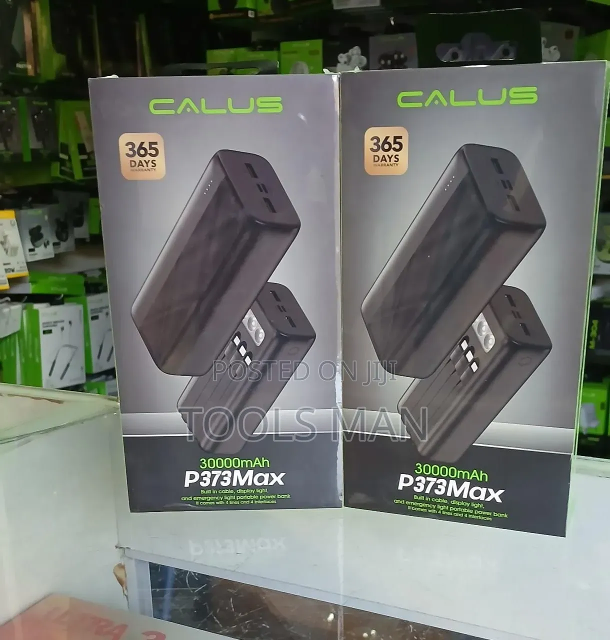 Calus P373max 30000mah Power Bank With Built-in 4 Cables Flashlight.
