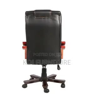 Office Chair : Black Faux Leather High-Back Executive Office Chair