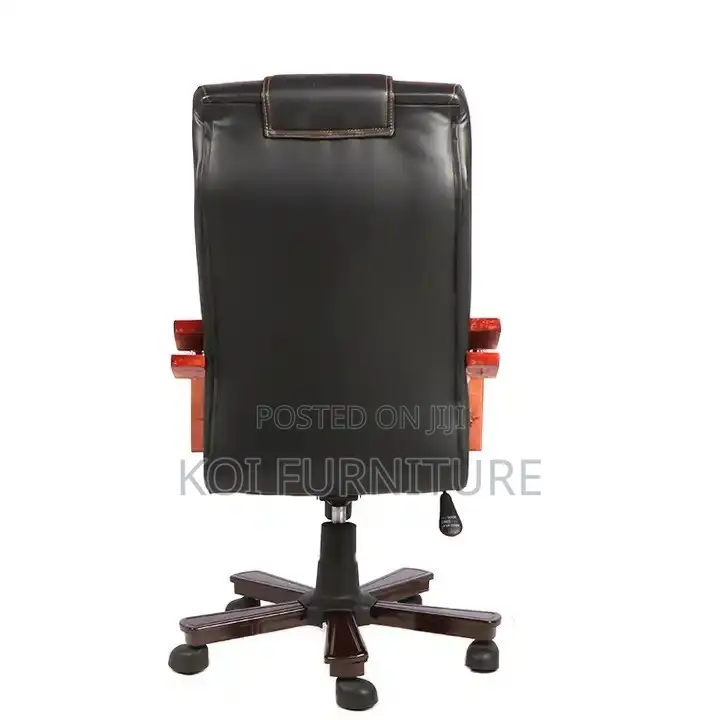Office Chair : Black Faux Leather High-Back Executive Office Chair