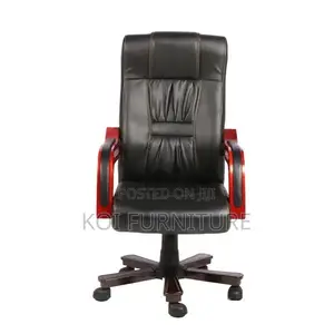 Office Chair : Black Faux Leather High-Back Executive Office Chair