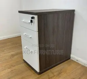Office Pedestal : Three-drawer Office Pedestal With A Dark Wood Top