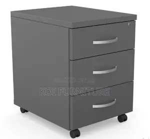 Office Pedestal : Three-drawer Office Pedestal With A Dark Wood Top