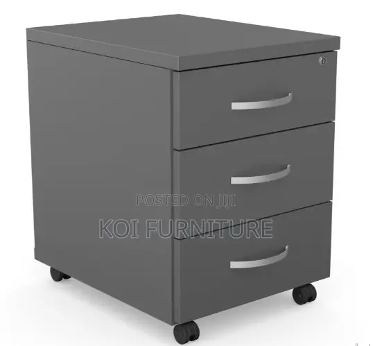 Office Pedestal : Three-drawer Office Pedestal With A Dark Wood Top