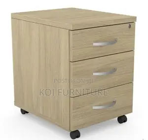 Office Pedestal : Three-drawer Office Pedestal With A Dark Wood Top