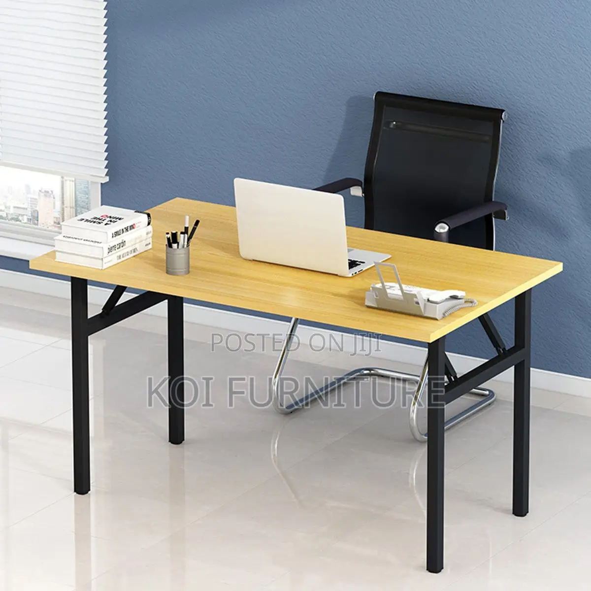 Office Desk : Novashion Folding Desk With a Light Wood-Tone Tabletop