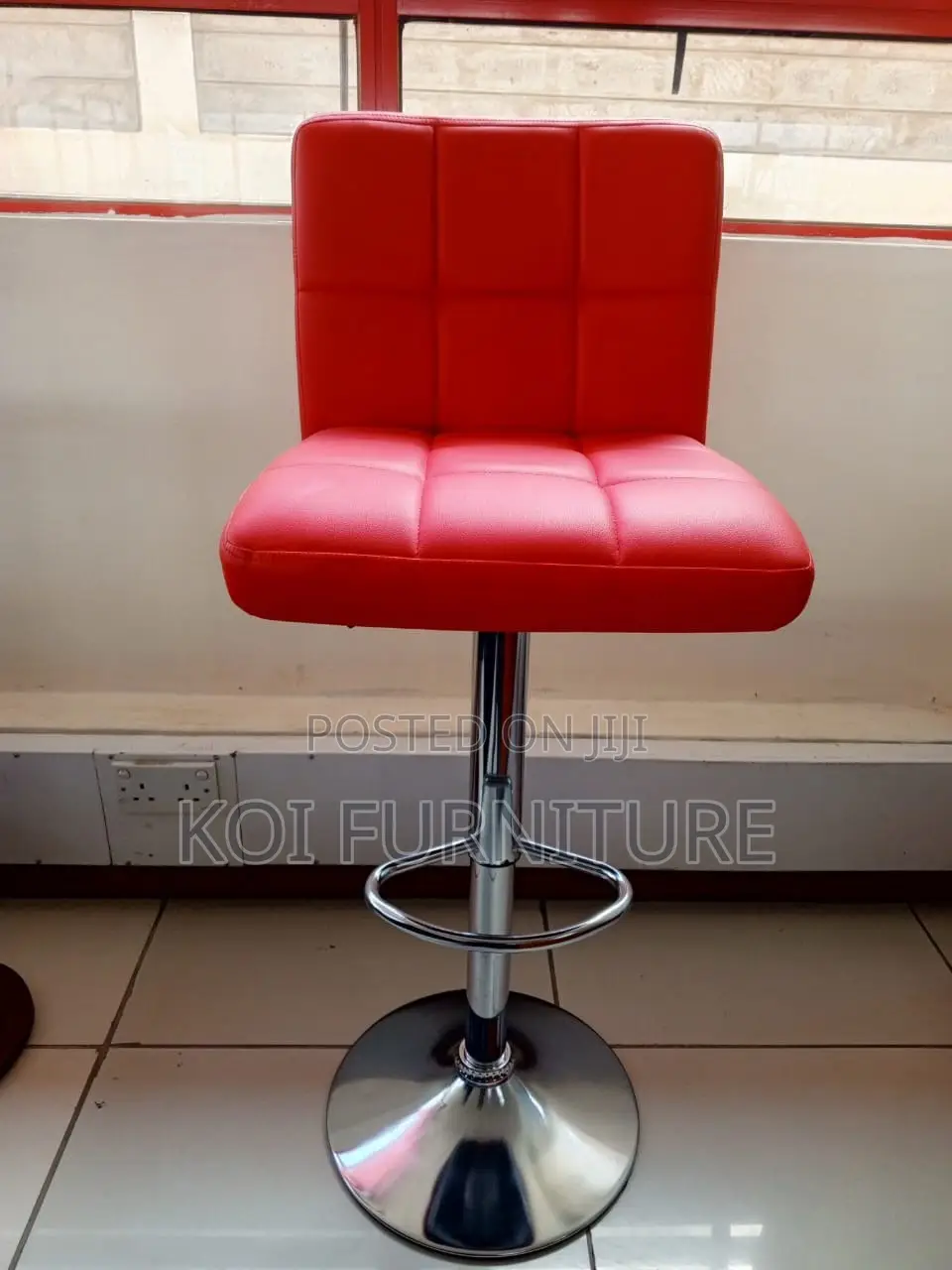 Barstool : Red Faux Leather Swivel Bar Stools