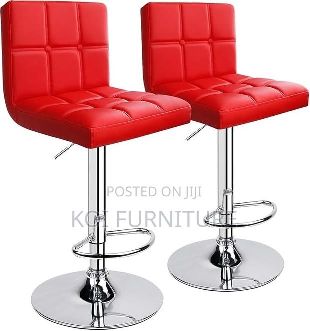 Barstool : Red Faux Leather Swivel Bar Stools - thumbnail 3